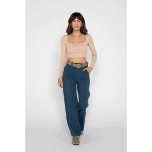 Oliver Logan Flora Stretch Trouser Pant High Rise Wide Leg Minimalist size 30